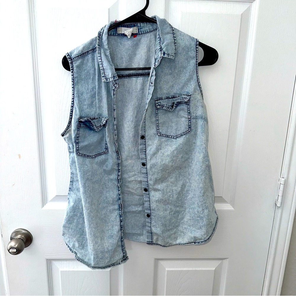 Acid wash look, denim - Could be worn as a tank or vest
